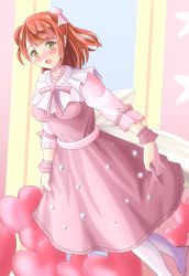 Rule 34 | 1girl, absurdres, artist name, artist request, back bow, blush, bow, bowtie, braid, braided bun, breasts, dream with you (love live!), dress, dress bow, earrings, female focus, floating hair, frilled skirt, frills, green eyes, hair bow, hair bun, heart, high heels, highres, holding, holding clothes, holding skirt, jewelry, long sleeves, looking at viewer, love live!, love live! nijigasaki high school idol club, love live! school idol festival, medium breasts, miniskirt, neck ruff, necklace, nose blush, orange hair, parted lips, pearl earrings, pearl necklace, pink bow, pink dress, pink footwear, pink skirt, pink wrist cuffs, plaid, plaid dress, plaid skirt, pleated, pleated dress, pleated skirt, polka dot, polka dot skirt, puffy short sleeves, puffy sleeves, red hair, short hair, short sleeves, side bun, single side bun, skirt, smile, solo, uehara ayumu, wavy hair, white bow, white legwear, wrist cuffs, yellow eyes