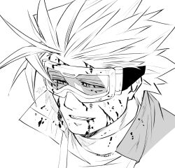 Rule 34 | 1boy, blood, blood on face, cropped head, deruha (this communication), half-closed eyes, huge eyebrows, light smile, looking ahead, male focus, short hair, solo, spiked hair, this communication, umedairuka