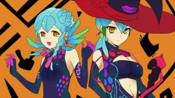 Rule 34 | 2girls, artist request, blue hair, breasts, cardfight!! vanguard, charlene chen, cosplay, gillian chen, hat, large breasts, mesmerizing witch fianna, mesmerizing witch fianna (cosplay), multiple girls, sharlene chen, witch, witch hat, witch of reality femme, witch of reality femme (cosplay)