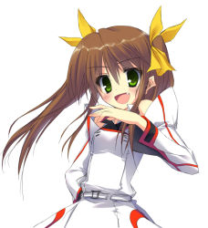 Rule 34 | 10s, 1girl, :d, bad id, bad pixiv id, brown hair, detached sleeves, fang, green eyes, hair ribbon, huang lingyin, infinite stratos, ite fuji, ojou-sama pose, open mouth, ribbon, school uniform, smile, solo, twintails, uniform