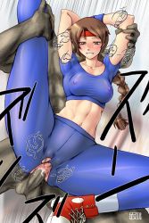 Rule 34 | anal, arms up, blush, braid, clothed sex, covered erect nipples, penis, pubic hair, pussy, qkat (arikawa-dou), see-through, sex, shoes, single braid, sneakers, snk, spread legs, text focus, the king of fighters, torn clothes, uncensored, yuri sakazaki