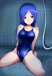 Rule 34 | 00s, 1girl, aono miki, blue eyes, blue hair, c-wing, competition swimsuit, fresh precure!, hose, long hair, one-piece swimsuit, precure, swimsuit