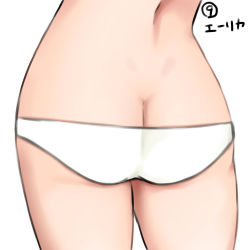 Rule 34 | 1girl, ass, ass focus, butt crack, dimples of venus, erica hartmann, highres, isosceles triangle (xyzxyzxyz), monochrome background, panties, simple background, solo, strike witches, underwear, white background, white panties, world witches series