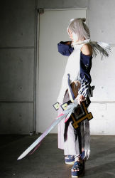 Rule 34 | calintz, cosplay, highres, magna carta, photo (medium), robe, silver hair, sword, weapon, wings, yukiya