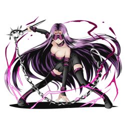 Rule 34 | 10s, 1girl, black dress, black footwear, black thighhighs, boots, breasts, chain, cleavage, collar, collarbone, detached sleeves, divine gate, dress, fate/stay night, fate (series), floating hair, full body, holding, holding weapon, large breasts, long hair, medusa (fate), medusa (rider) (fate), nameless dagger (fate), official art, shadow, sleeveless, sleeveless dress, solo, strapless, strapless dress, tattoo, thigh boots, thighhighs, transparent background, ucmm, very long hair, weapon, zettai ryouiki
