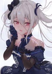 Rule 34 | 1girl, black dress, black hat, coeur, doll joints, dress, elbow gloves, frilled dress, frills, gloves, granblue fantasy, hat, highres, joints, long hair, orchis, puppet strings, red eyes, shadowverse, tears, twintails, white hair