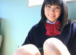 Rule 34 | 1girl, animated, animated gif, asian, bow, close-up, clothing aside, lowres, panties, panties aside, photo (medium), pussy, school uniform, sitting, smile, uncensored, underwear