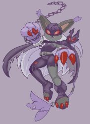 Rule 34 | 1girl, blacktailmon, chain, claws, digimon, highres, ladydevimon, mask, red eyes, solo, tail