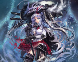 Rule 34 | 10s, 1girl, abyssal ship, bad id, bad pixiv id, boots, breasts, cape, chikokuma, dark persona, gloves, hairband, highres, japanese clothes, kantai collection, large breasts, long hair, looking at viewer, monster, panties, shoukaku (kancolle), side-tie panties, silver hair, skirt, solo, staff, thigh boots, thighhighs, torn clothes, torn panties, underwear, wo-class aircraft carrier