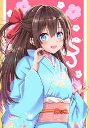 1girl blue_eyes long_hair looking_at_viewer love_live! love_live!_nijigasaki_high_school_idol_club meimaru new_year open_mouth osaka_shizuku smile solo standing