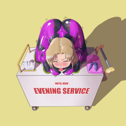 Rule 34 | 1girl, akagi ritsuko, angry, ass, ball gag, bdsm, blonde hair, blush, bodysuit, bondage, bound, box, breasts, brown eyes, butt plug, closed eyes, dildo, embarrassed, gag, gagged, in box, in container, medium breasts, neon genesis evangelion, plugsuit, public use, purple bodysuit, reptileye, restrained, scared, sex toy, short hair, simple background, skin tight, solo, struggling, tissue, tissue box, trembling