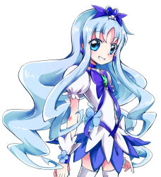 Rule 34 | 10s, 1girl, blue eyes, blue hair, brooch, cure marine, heart, heart brooch, heartcatch precure!, jewelry, kurumi erika, long hair, looking at viewer, magical girl, matching hair/eyes, mipa brm, precure, simple background, skirt, smile, solo, thighhighs, very long hair, white background, white thighhighs