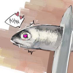 Rule 34 | ^^^, ahegao, commentary, english commentary, fish, godekasu, heart, heart-shaped pupils, highres, knife, masochism, no humans, original, parted lips, saliva, spoken heart, symbol-shaped pupils, uncommon stimulation, what