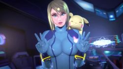 Rule 34 | 1boy, 1girl, 20s, 3d, 60fps, ambrosine92, animated, blonde hair, blue bodysuit, blue eyes, blush, blush stickers, bodysuit, bouncing breasts, breasts, closed eyes, computer, computer monitor, covered erect nipples, creatures (company), crossover, double v, flight deck, fur, game freak, gen 1 pokemon, gunship, hand gesture, hands up, interior, jiggle, large breasts, long hair, looking at viewer, looping animation, metroid, nintendo, on shoulder, parted lips, peace symbol, pikachu, pokemon, pokemon (creature), ponytail, samus aran, shiny clothes, sidelocks, skin tight, smile, solo focus, source filmmaker (medium), spacecraft interior, spaceship, staring, super smash bros., swept bangs, upper body, v, video, waving, wide-eyed, yellow fur, zero suit, zero suit