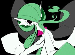 Rule 34 | 1girl, alternate eye color, arm up, black background, black eyes, bob cut, closed mouth, colored skin, creatures (company), crystal, dissolving, female focus, flat chest, game freak, gardevoir, gen 3 pokemon, green hair, green skin, hair over one eye, hand up, happy, looking at viewer, lotosu, multicolored skin, nintendo, pink pupils, pokemon, pokemon (creature), short hair, simple background, smile, smoke, solo, standing, transparent, two-tone skin, white skin