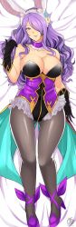 Rule 34 | 1girl, absurdres, animal ears, black gloves, breasts, camilla (fire emblem), camilla (spring) (fire emblem), cleavage, closed mouth, fake animal ears, fire emblem, fire emblem fates, fire emblem heroes, full body, gloves, high heels, highres, large breasts, long hair, nintendo, pantyhose, purple eyes, purple hair, rabbit ears, revolverwing, smile, solo