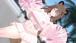 Rule 34 | 1girl, 3d, animal ears, animated, bouncing breasts, breasts, cheerleader, large breasts, outdoors, pom pom (cheerleading), solo, tagme, thick thighs, thighs, underboob, video, vrchat