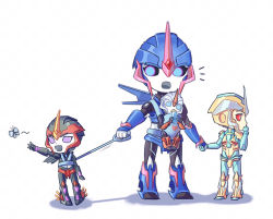 Rule 34 | 4girls, arcee, arcee (prime), baby, baby bottle, bottle, bug, butterfly, holding hands, insect, leash, multiple girls, surprised, transformers
