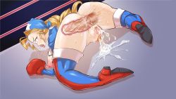 Rule 34 | 1boy, 1girl, after vaginal, aftersex, anal, anus, arion canvas, ass, ass focus, bandana, blonde hair, blue eyes, boxing gloves, boxing ring, breasts, capcom, cum, cum in ass, cum in pussy, cum pool, cumdrip, ejaculation, fat mons, hetero, highres, justice gakuen, large breasts, long hair, nipples, open mouth, pubic hair, pussy, saliva, shiny skin, spread legs, sweat, thick thighs, thighhighs, thighs, tiffany lords, tongue, tongue out, wet, x-ray