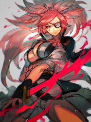 Rule 34 | 1girl, amputee, baiken, big hair, breasts, cleavage, eyepatch, facial tattoo, guilty gear, guilty gear strive, highres, japanese clothes, katana, kimono, large breasts, long hair, one-eyed, open clothes, open kimono, pink hair, ponytail, sash, scar, scar across eye, scar on face, solo, sword, tattoo, weapon, yohane shimizu