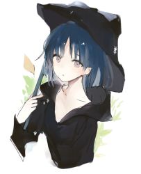 Rule 34 | 1girl, black hoodie, black umbrella, blue hair, collarbone, grey eyes, holding, holding umbrella, hood, hoodie, looking at viewer, lpip, original, parted lips, short hair, solo, symbol-only commentary, umbrella, upper body, white background