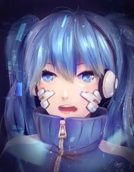 Rule 34 | artist name, blue eyes, blue hair, chewsome, dated, ene (kagerou project), headphones, jacket, kagerou project, open mouth, two side up, zipper