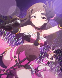 Rule 34 | 10s, 2girls, artist request, elbow gloves, futami ami, gloves, idolmaster, idolmaster (classic), idolmaster million live!, kitazawa shiho, long hair, microphone, multiple girls, necktie, official art, v-shaped eyebrows, yellow eyes