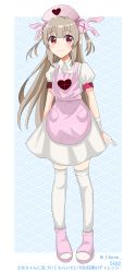 Rule 34 | absurdres, apron, bandaged arm, bandages, blush, chiem, closed mouth, dress, hair ornament, hat, highres, light brown hair, looking at viewer, natori sana, nurse, nurse cap, pink apron, pink headwear, puffy short sleeves, puffy sleeves, rabbit hair ornament, sana channel, short sleeves, smile, two side up, virtual youtuber, white dress