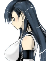 Rule 34 | 1990s (style), 1girl, breasts, final fantasy, final fantasy vii, large breasts, long hair, profile, retro artstyle, simple background, solo, tifa lockhart, toshiya, white background