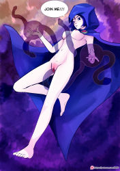 Rule 34 | 1girl, absurdres, blue cape, bottomless, breasts, breasts out, cape, clitoris, colored skin, creature, dc comics, eldibi, floating, flying, forehead jewel, full body, grey skin, highres, hood, hood up, magic, medium breasts, naked cape, navel, nipples, pale skin, penis, purple hair, purple theme, pussy, pussy juice, raven (dc), sex, short hair, small nipples, teen titans, testicles, torn clothes, uncensored, vaginal