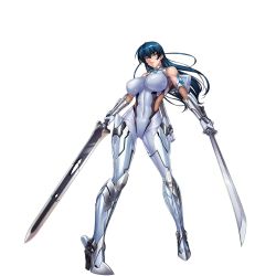 Rule 34 | 1girl, action taimanin, armor, black hair, bodysuit, breasts, curvy, fishnets, full body, green eyes, holding, holding weapon, huge sword, igawa asagi, impossible clothes, kagami hirotaka, large breasts, lilith-soft, solo, sword, tagme, taimanin (series), uncensored, weapon