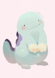 Rule 34 | bad id, bad pixiv id, blush stickers, closed mouth, commentary request, creatures (company), full body, game freak, gen 2 pokemon, highres, manino (mofuritaionaka), nintendo, no humans, pink background, pokemon, pokemon (creature), quagsire, signature, smile, solid circle eyes, solo