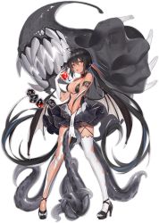 Rule 34 | 1girl, ahoge, ark order, armlet, asymmetrical legwear, bands, black bra, black footwear, black hair, black skirt, blue eyes, bra, breasts, cthulhu mythos, dark-skinned female, dark skin, dice, elbow gloves, eldritch abomination, full body, glint, gloves, high heels, highres, large breasts, long hair, looking at viewer, multicolored hair, navel, nyarlathotep, nyarlathotep (ark order), official art, open mouth, platform footwear, platform heels, pre (preecho), red eyes, red hair, revealing clothes, shoes, sidelocks, single thighhigh, skirt, solo, streaked hair, tachi-e, tentacles, thighhighs, tongue, tongue out, transparent background, underwear, very long hair, white gloves, white thighhighs