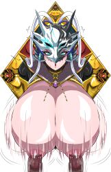 Rule 34 | 1girl, absurdres, blue eyes, breasts, censored, commission, duel monster, helmet, highres, ierouyellow, large breasts, looking at viewer, mask, mask on head, mosaic censoring, penis, pixiv, pixiv commission, shiny skin, solo focus, swordsoul (yu-gi-oh!), swordsoul of mo ye, white hair, yu-gi-oh!, yu-gi-oh! duel monsters