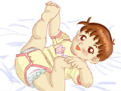 Rule 34 | baby, babyroom, barefoot, blush, diaper, feet, lowres, lying, on back, toddler, toes