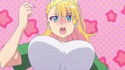 Rule 34 | 1girl, animated, anime screenshot, blonde hair, blue eyes, blush, bouncing breasts, breasts, earrings, galko, gym uniform, highres, huge breasts, jewelry, large breasts, nail polish, oshiete! galko-chan, running, screencap, sound, sweat, tagme, video