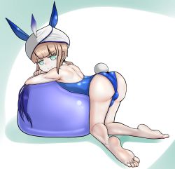 Rule 34 | 1boy, animal ears, ass, blonde hair, bulge, captain nemo (fate), crossdressing, fake animal ears, fake tail, fate/grand order, fate (series), feet, graham mk2, green eyes, hat, highres, long hair, male focus, male playboy bunny, nemo (fate), rabbit ears, rabbit tail, smile, soles, solo, tail, toes, trap