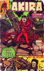Rule 34 | 1960s (style), 2boys, akira (manga), angry, artist request, black hair, boots, cable, cape, comic, comic book, company name, copyright name, cover, crazy eyes, cyberpunk, cyborg, damaged, debris, derivative work, dirty, energy, energy cannon, energy gun, english text, fake cover, fantastic four, full body, gloves, jack kirby (style), jacket, kaneda shoutarou (akira), knee boots, kodak, looking at viewer, marvel, motor vehicle, motorcycle, multiple boys, old, oldschool, open mouth, pants, parody, red jacket, red pants, retro artstyle, ruins, science fiction, screaming, shima tetsuo, short hair, spiked hair, standing, sticker, teeth, tentacles, triforce, vehicle, veins, weapon