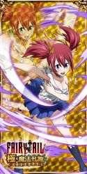 Rule 34 | 1girl, blue eyes, breasts, cleavage, fairy tail, large breasts, official art, red hair, sheria blendy, torn clothes, twintails