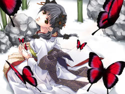 Rule 34 | back, bug, butterfly, foreshortening, insect, japanese clothes, kimono, ribbon, rin kyoutarou, solo