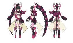 Rule 34 | 1girl, alternate costume, armor, artist request, ass, bikini, bikini armor, black bikini, black footwear, black hair, blunt bangs, boots, character sheet, commentary request, detached collar, dragon girl, dragon horns, dragon ornament, expressionless, fake horns, flat chest, from behind, from side, full body, garter straps, gauntlets, gloves, gluteal fold, grey bikini, headphones, horns, looking at viewer, multicolored footwear, multiple views, official art, pink eyes, pink footwear, pink thighhighs, platform boots, platform footwear, profile, senki zesshou symphogear, senki zesshou symphogear xd unlimited, shoulder armor, showgirl skirt, simple background, skirt, standing, swimsuit, symphogear pendant, thigh boots, thighhighs, tsukuyomi shirabe, white background, white gloves, yellow skirt
