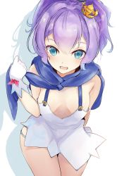 Rule 34 | 1girl, arm behind back, azur lane, breasts, crown, downblouse, dress, extended downblouse, highres, javelin (azur lane), medium breasts, no bra, purple hair, shadow, short hair, silhouette, simple background, solo, standing, tebi (tbd11), white background