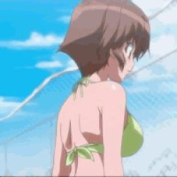 Rule 34 | 00s, 1boy, 1girl, animated, animated gif, back, bare shoulders, bikini, blood, blue eyes, blush, bouncing breasts, breasts, brown eyes, brown hair, chain-link fence, fence, full-body blush, glasses, kemeko deluxe, lowres, makihara izumi, navel, nipple erection, nosebleed, outdoors, screencap, short hair, slow motion, swimsuit, topless, undressing, wardrobe malfunction