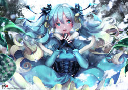 Rule 34 | 1girl, black ribbon, blue eyes, blue hair, blue nails, blush, bubble, crying, crying with eyes open, hair ribbon, hatsune miku, highres, holding, holding microphone, kyjsogom, long sleeves, looking at viewer, md5 mismatch, microphone, nail polish, naver username, parted lips, resolution mismatch, ribbon, snow, snowflakes, snowing, solo, source larger, tears, teeth, vocaloid, watermark, web address, yuki miku, yuki miku (2015) (candidate no.2)