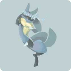 Rule 34 | commentary, creature, creatures (company), english commentary, full body, furry, game freak, gen 4 pokemon, grey background, lucario, memookami, nintendo, pokemon, pokemon (creature), simple background, solo, wreath