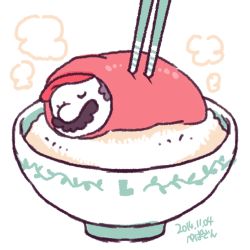 Rule 34 | 1boy, artist name, bowl, brown hair, chopsticks, closed eyes, dated, facial hair, ghost-pepper, hat, lowres, male focus, mario, mario (series), mustache, nintendo, rice, rice bowl, simple background, solo, steam