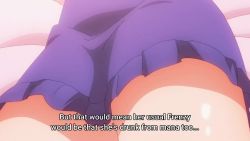 Rule 34 | 1girl, animated, anime screenshot, ass, ass focus, black hair, blue eyes, cellphone, dress, feet, futoku no guild, highres, lower body, lying, multiple views, on bed, on stomach, phone, purple dress, short eyebrows, sound, subtitled, thick eyebrows, thick thighs, thigh focus, thighs, tokishikko dana, turnaround, twintails, video