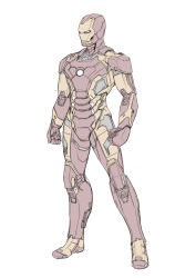 Rule 34 | 1boy, armor, clenched hands, highres, iron man, kuramochi kyouryuu, male focus, marvel, power armor, science fiction, sketch, solo, standing, white background, white eyes