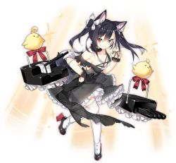 Rule 34 | 1girl, animal ears, azur lane, bare shoulders, black dress, black hair, black nails, blush, boots, breasts, cleavage, collarbone, dress, fang, fingernails, full body, hair between eyes, high heel boots, high heels, long fingernails, long hair, looking at viewer, manjuu (azur lane), medium breasts, nail polish, official alternate costume, official art, ponytail, red eyes, saru, shigure (azur lane), shigure (the ballroom&#039;s lucky star) (azur lane), smile, solo, tail, thighhighs, transparent background, white thighhighs, wolf ears, wolf tail