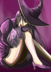 Rule 34 | artist request, dark souls (series), dark souls i, dark souls ii, from software, hat, high heels, lips, looking at viewer, purple eyes, purple hair, witch, witch hat, zullie the witch